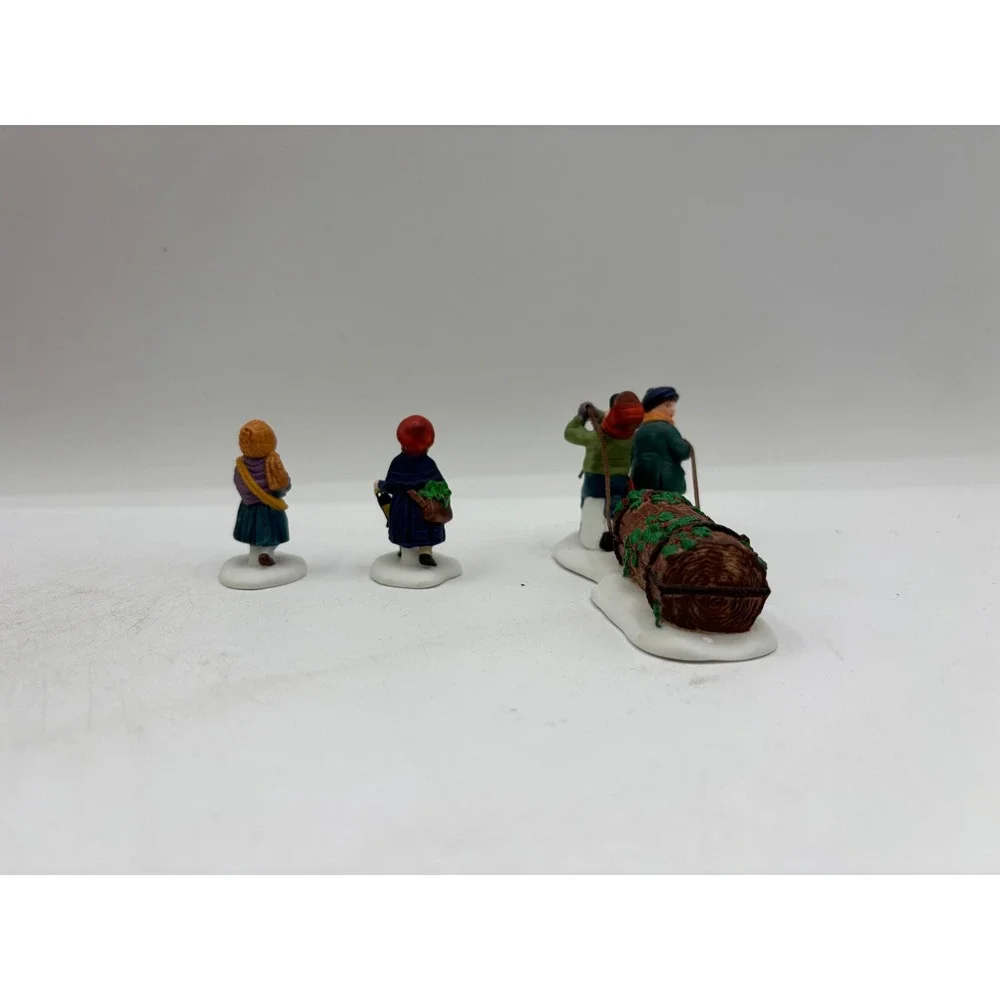 Department 56 1991 Vintage HVC Bringing Home the Yule Log Set of 3 5558-1 EUC